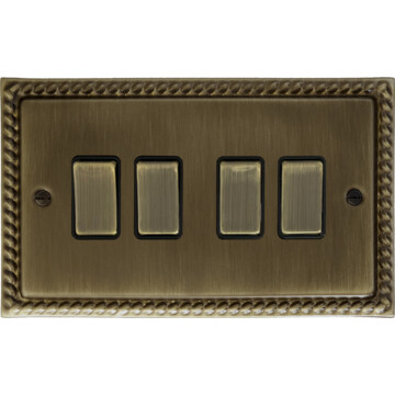 monarch antique brass light switch (4 gang) front fc101025