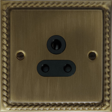 monarch antique brass 5 amp 3 pin socket front fc101025