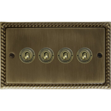 monarch antique brass toggle switch (4 gang) front fc101025