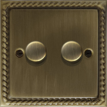 monarch antique brass led dimmer (2 gang) front fc101025