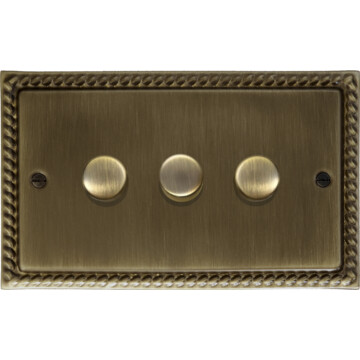 monarch antique brass led dimmer (3 gang) front fc101025