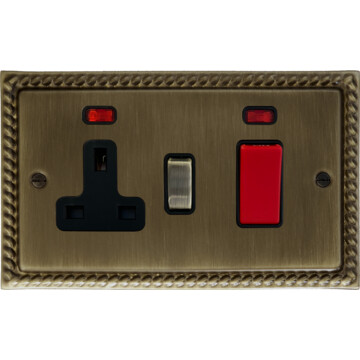 monarch antique brass cooker switch with socket front fc101025