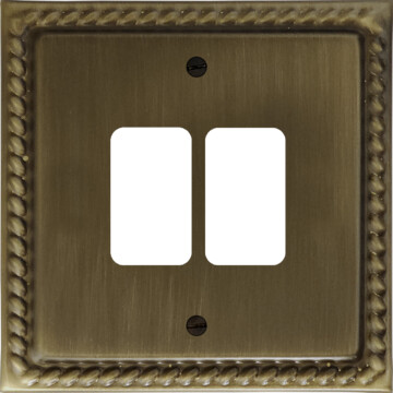 Georgian Antique Brass Grid Switch (2 Gang)