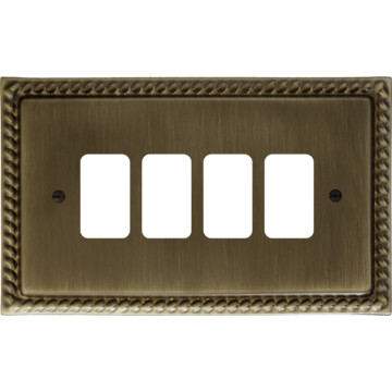 Georgian Antique Brass Grid Switch (4 Gang)