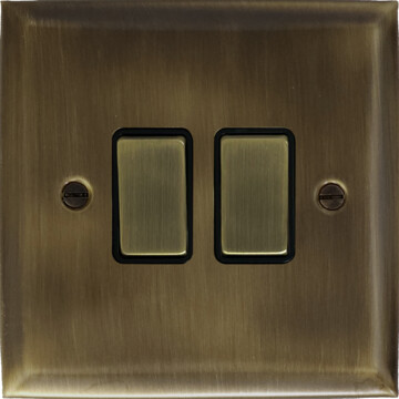 spectrum antique brass light switch (2 gang/brass switches) front fc101025