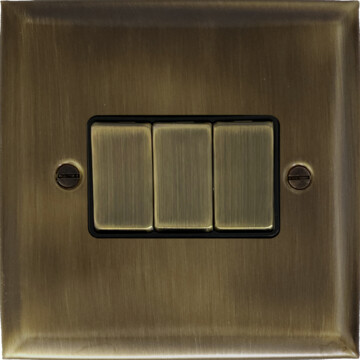 spectrum antique brass light switch (3 gang/brass switches) front fc101025