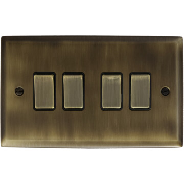spectrum antique brass light switch (4 gang/brass switches) front fc101025