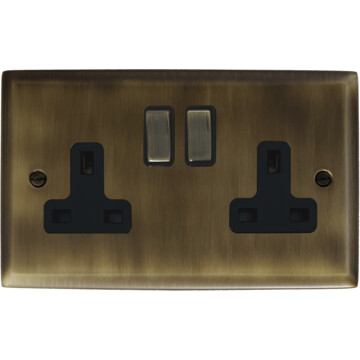 spectrum antique brass double socket (brass switch) front fc101025