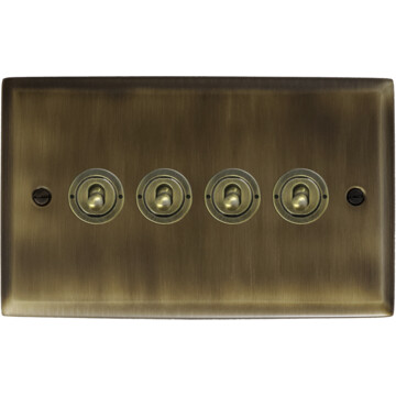 spectrum antique brass toggle switch (4 gang) front fc101025