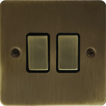 flat antique brass switch (2 gang) front fc101025