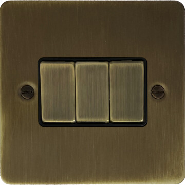 flat antique brass switch (3 gang) front fc101025