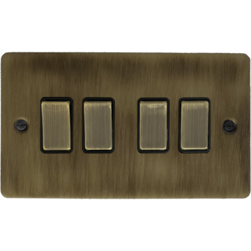 flat antique brass switch (4 gang) front fc101025
