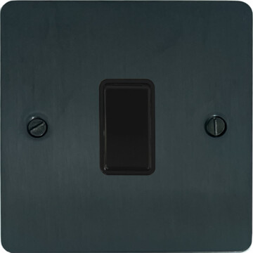 flat black bronze light switch (1 gang/black switch) front fc101025