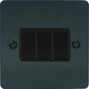 flat black bronze light switch (3 gang/black switches) front fc101025