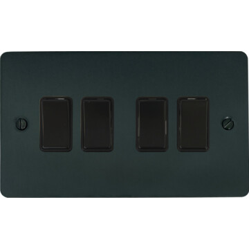 flat black bronze light switch (4 gang/black switches) front fc101025