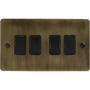 flat antique brass switch (4 gang/black switches) front fc101025