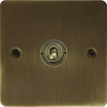 flat antique brass toggle switch (1 gang) front fc101025