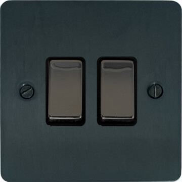 flat black bronze light switch (2 gang/black nickel switches) front fc101025