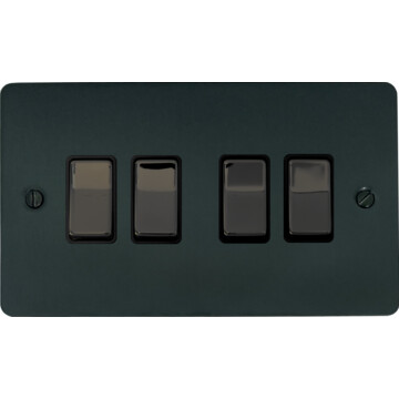 flat black bronze light switch (4 gang/black nickel switches) front fc101025