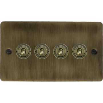 flat antique brass toggle switch (4 gang) front fc101025