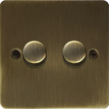 flat antique brass led dimmer (2 gang) front fc101025