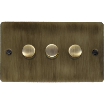 flat antique brass led dimmer (3 gang) front fc101025
