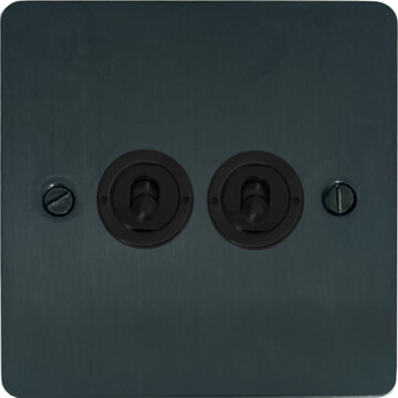 flat black bronze toggle switch (2 gang/flat black toggle) front fc101025