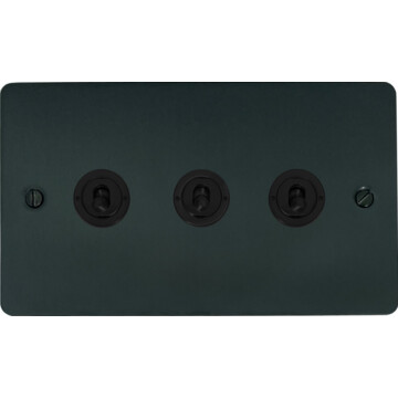 flat black bronze toggle switch (3 gang/flat black toggle) front fc101025