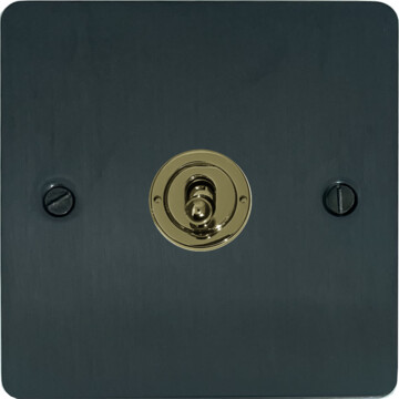 flat black bronze toggle switch (1 gang/polished brass switches) front fc101025