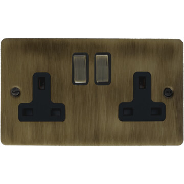 flat antique brass socket (2 gang) front fc101025