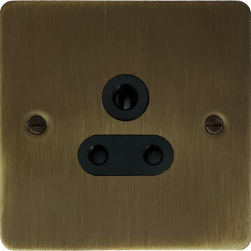flat antique brass 5 amp 3 pin socket front fc101025