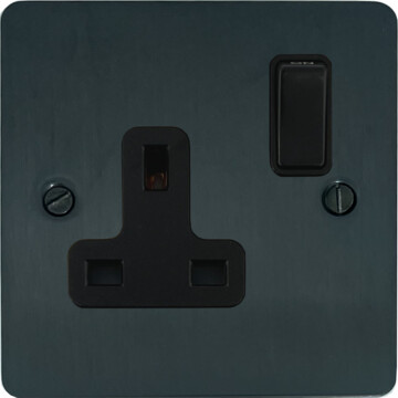 flat black bronze single socket (black switch) front fc101025