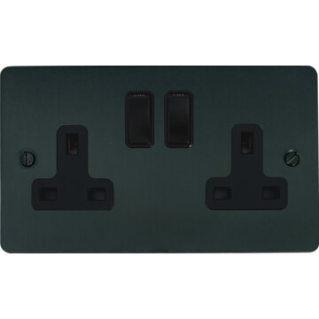 flat black bronze double socket (black switches) front fc101025