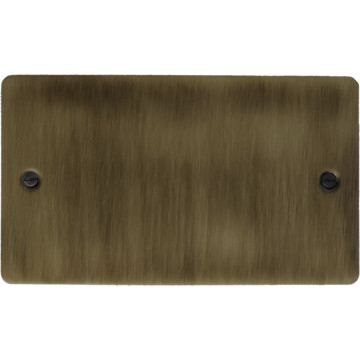 flat antique brass double blank plate front fc101025