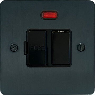 flat black bronze switched fused spur with neon (black switch) front fc101025