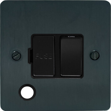 flat black bronze switched fused spur with flex outlet (black switch) front fc101025