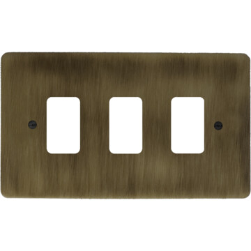 Flat Antique Brass Grid Switch (3 Gang)