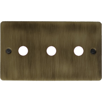 flat antique brass toggle grid plate (3 gang) front fc101025