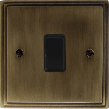 victorian antique brass light switch (1 gang/black switch) front fc101025