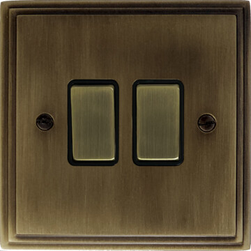 victorian antique brass light switch (2 gang) front fc101025