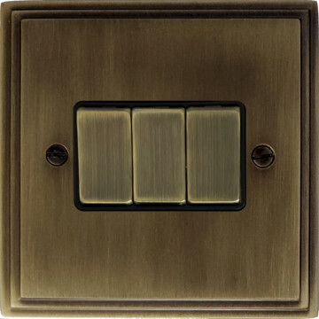 victorian antique brass light switch (3 gang) front fc101025