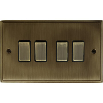 victorian antique brass light switch (4 gang) front fc101025