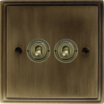 victorian antique brass toggle plate (2 gang) front fc101025