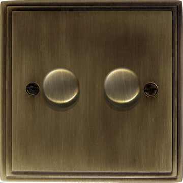 cast antique brass led dimmer (2 gang) front fc101025