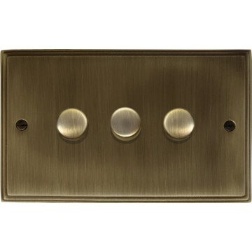 cast antique brass led dimmer (3 gang) front fc101025