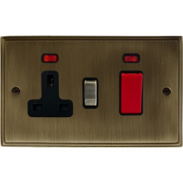 victorian antique brass cooker switch with socket front fc101025