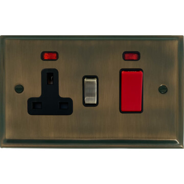 deco antique brass cooker switch with socket (brass switch) front fc101025